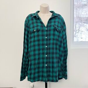 Green Plaid Flannel Size XL Cotton Long Sleeve‎ George & Martha